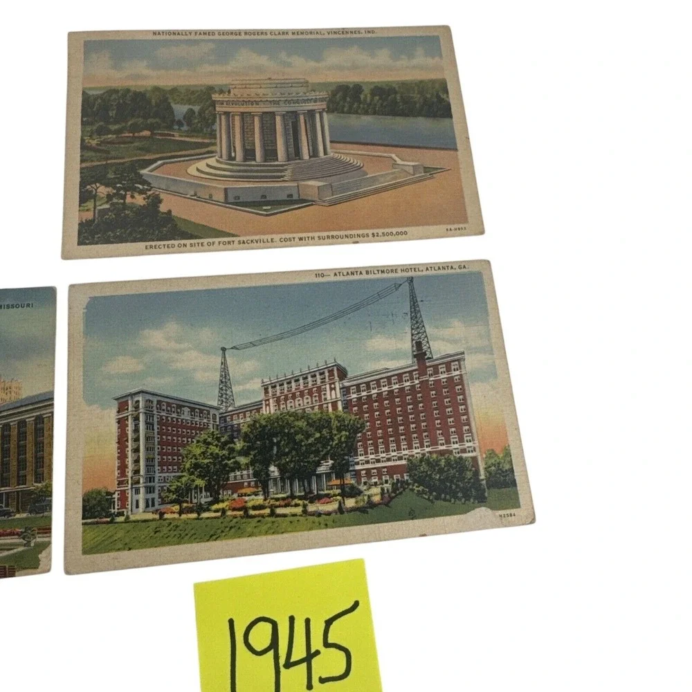 Lot of Postcards 1925-1945 U.S. Historic Buildings Landmarks Stamped 6 Total VTG